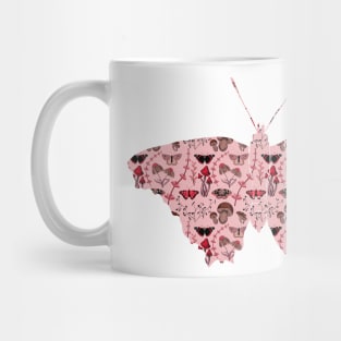 Butterflies, Flowers, Plants and Mushrooms Red Tones Mug